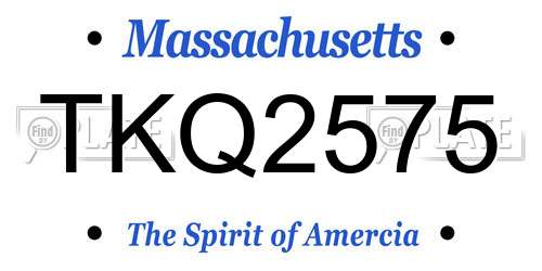 TKQ2575 Massachusetts License Plate