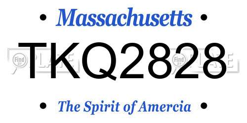 TKQ2828 Massachusetts License Plate