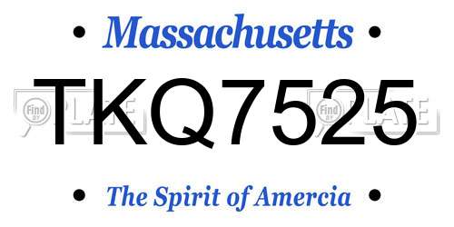 TKQ7525 Massachusetts License Plate