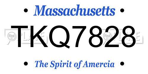 TKQ7828 Massachusetts License Plate
