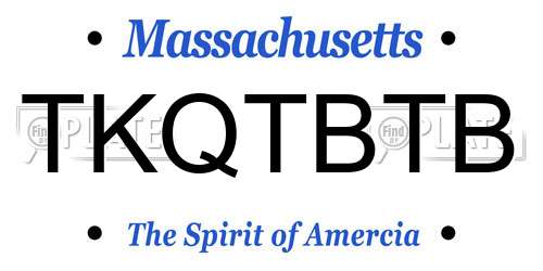 TKQTBTB Massachusetts License Plate