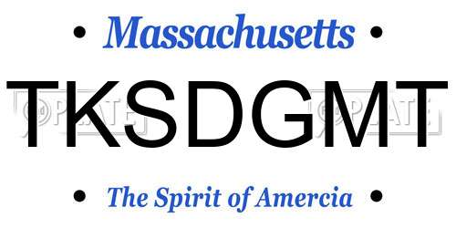 TKSDGMT Massachusetts License Plate