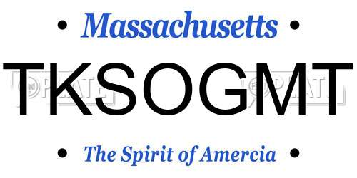 TKSOGMT Massachusetts License Plate