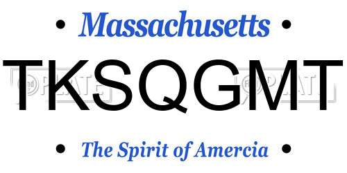 TKSQGMT Massachusetts License Plate