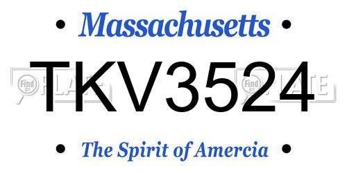 TKV3524 Massachusetts License Plate