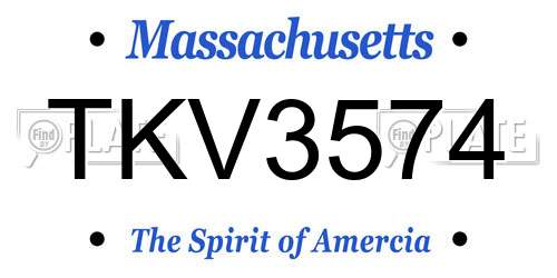 TKV3574 Massachusetts License Plate