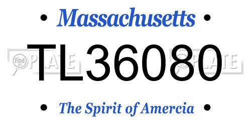 TL36080 Massachusetts License Plate