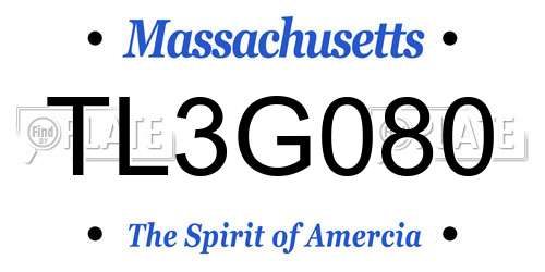 TL3G080 Massachusetts License Plate