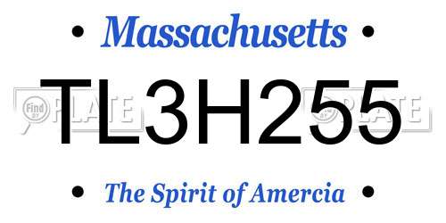 TL3H255 Massachusetts License Plate