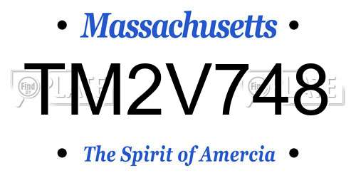 TM2V748 Massachusetts License Plate