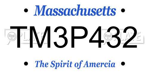 TM3P432 Massachusetts License Plate