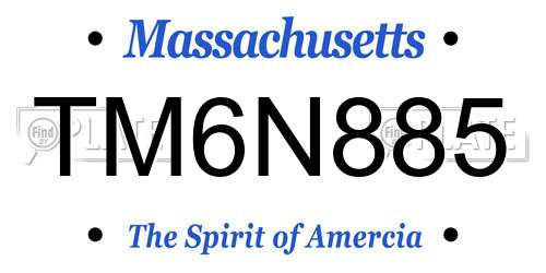 TM6N885 Massachusetts License Plate