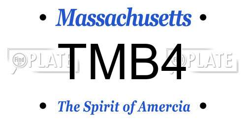 TMB4 Massachusetts License Plate