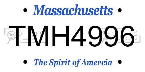TMH4996 Massachusetts License Plate