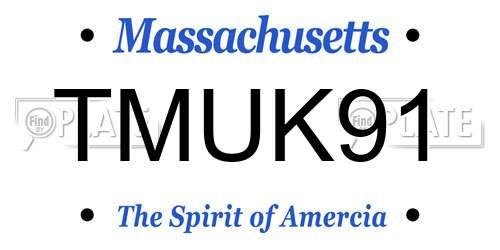 TMUK91 Massachusetts License Plate