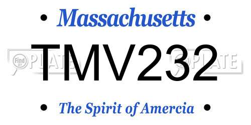 TMV232 Massachusetts License Plate