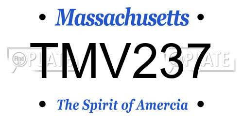 TMV237 Massachusetts License Plate