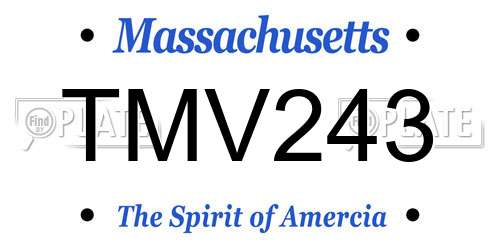 TMV243 Massachusetts License Plate