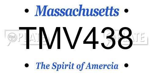 TMV438 Massachusetts License Plate