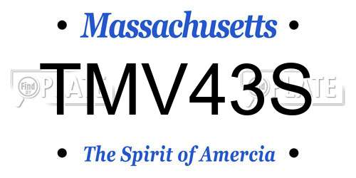 TMV43S Massachusetts License Plate
