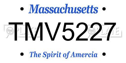 TMV5227 Massachusetts License Plate