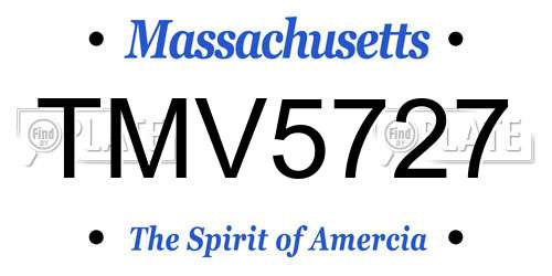 TMV5727 Massachusetts License Plate