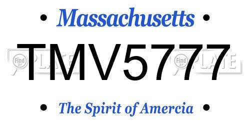 TMV5777 Massachusetts License Plate