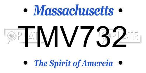 TMV732 Massachusetts License Plate