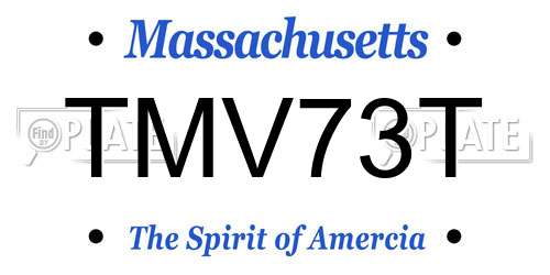 TMV73T Massachusetts License Plate