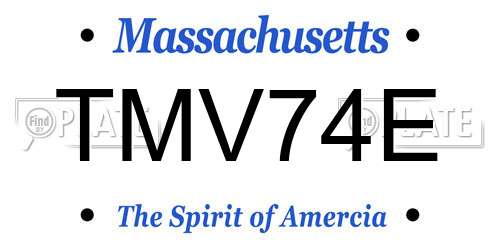TMV74E Massachusetts License Plate
