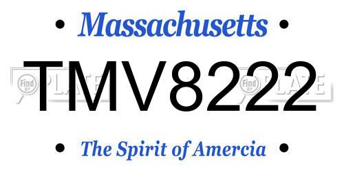 TMV8222 Massachusetts License Plate