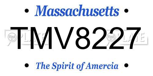 TMV8227 Massachusetts License Plate