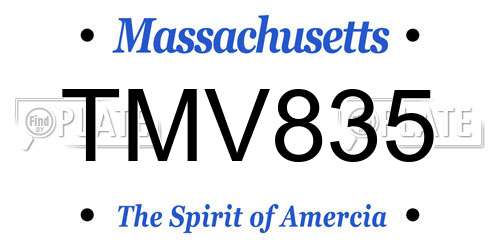 TMV835 Massachusetts License Plate