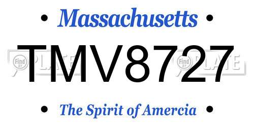 TMV8727 Massachusetts License Plate