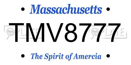 TMV8777 Massachusetts License Plate