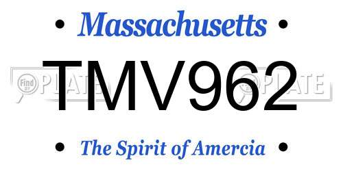 TMV962 Massachusetts License Plate
