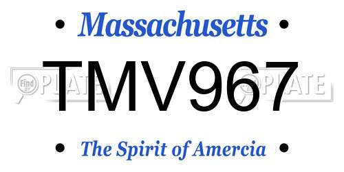 TMV967 Massachusetts License Plate