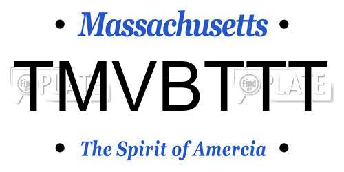 TMVBTTT Massachusetts License Plate