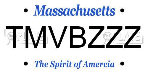TMVBZZZ Massachusetts License Plate
