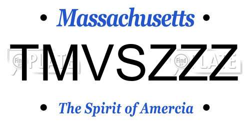 TMVSZZZ Massachusetts License Plate