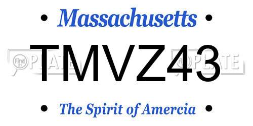 TMVZ43 Massachusetts License Plate