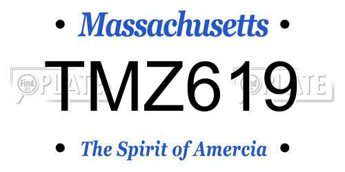 TMZ619 Massachusetts License Plate