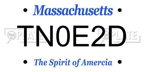 TN0E2D Massachusetts License Plate