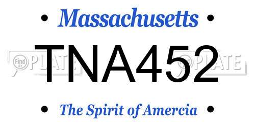 TNA452 Massachusetts License Plate