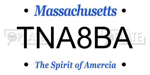 TNA8BA Massachusetts License Plate