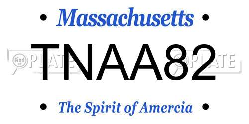 TNAA82 Massachusetts License Plate