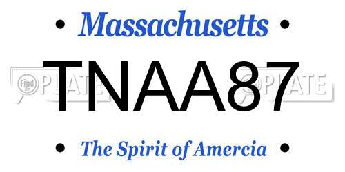 TNAA87 Massachusetts License Plate