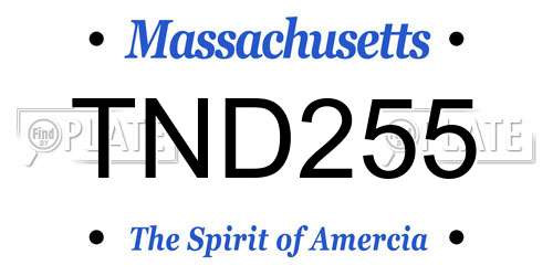 TND255 Massachusetts License Plate