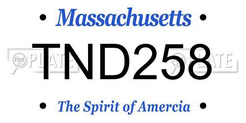 TND258 Massachusetts License Plate