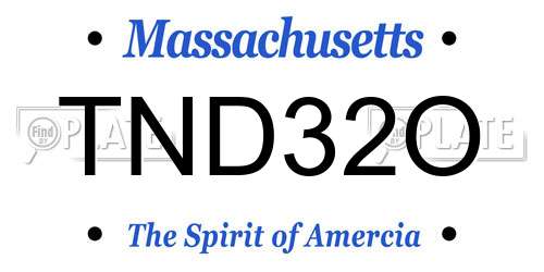 TND32O Massachusetts License Plate
